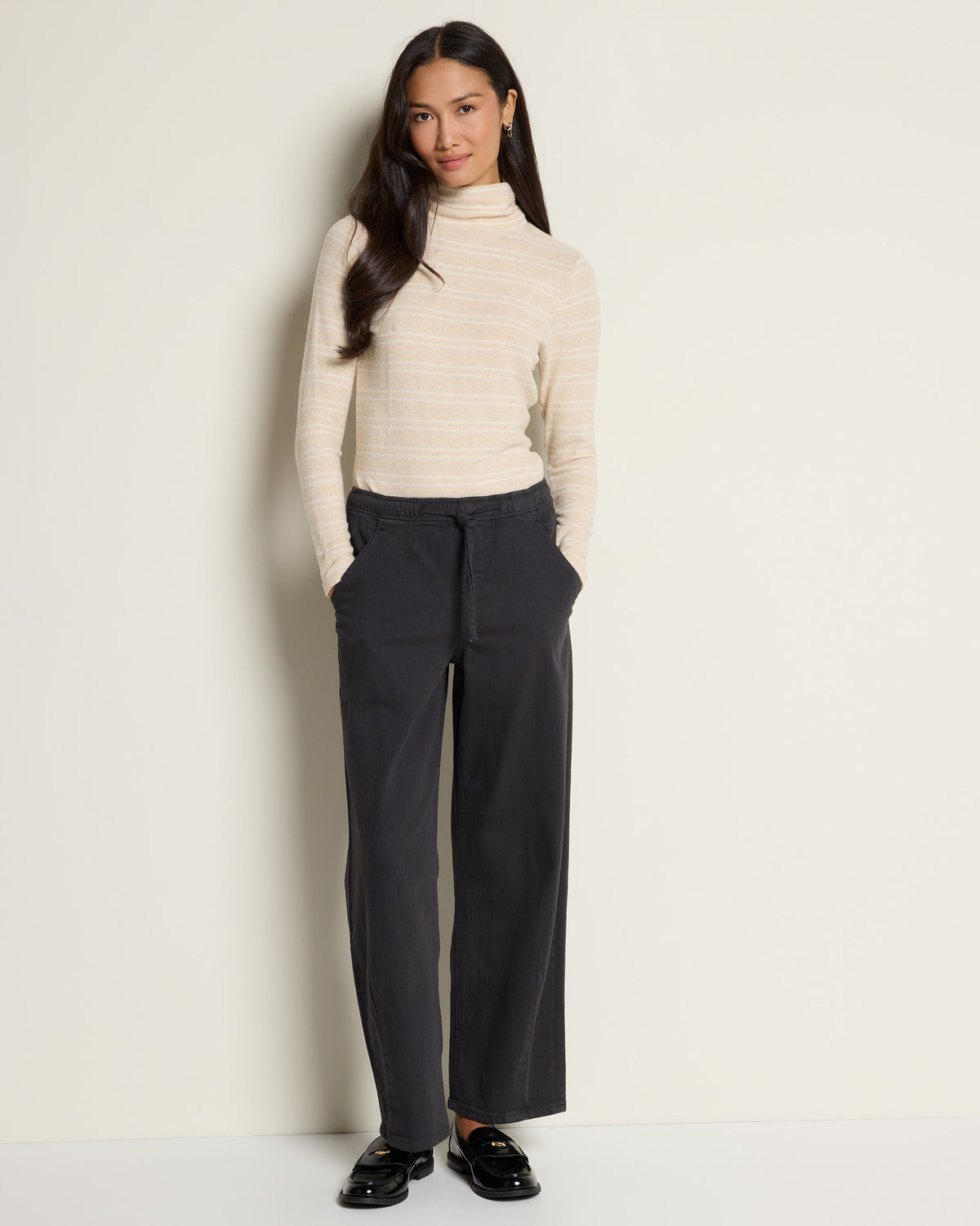 Heather Oatmeal Cream $|& SEAS Elena Long Sleeve Turtleneck Top - UGC On Fig