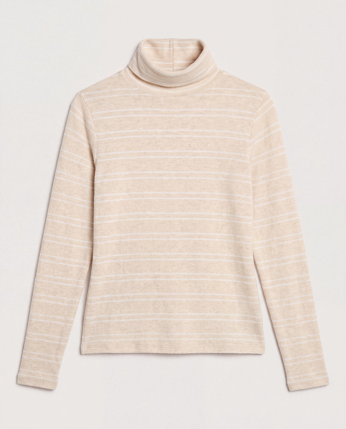 Heather Oatmeal Cream $|& SEAS Elena Long Sleeve Turtleneck Top - Hanger Detail
