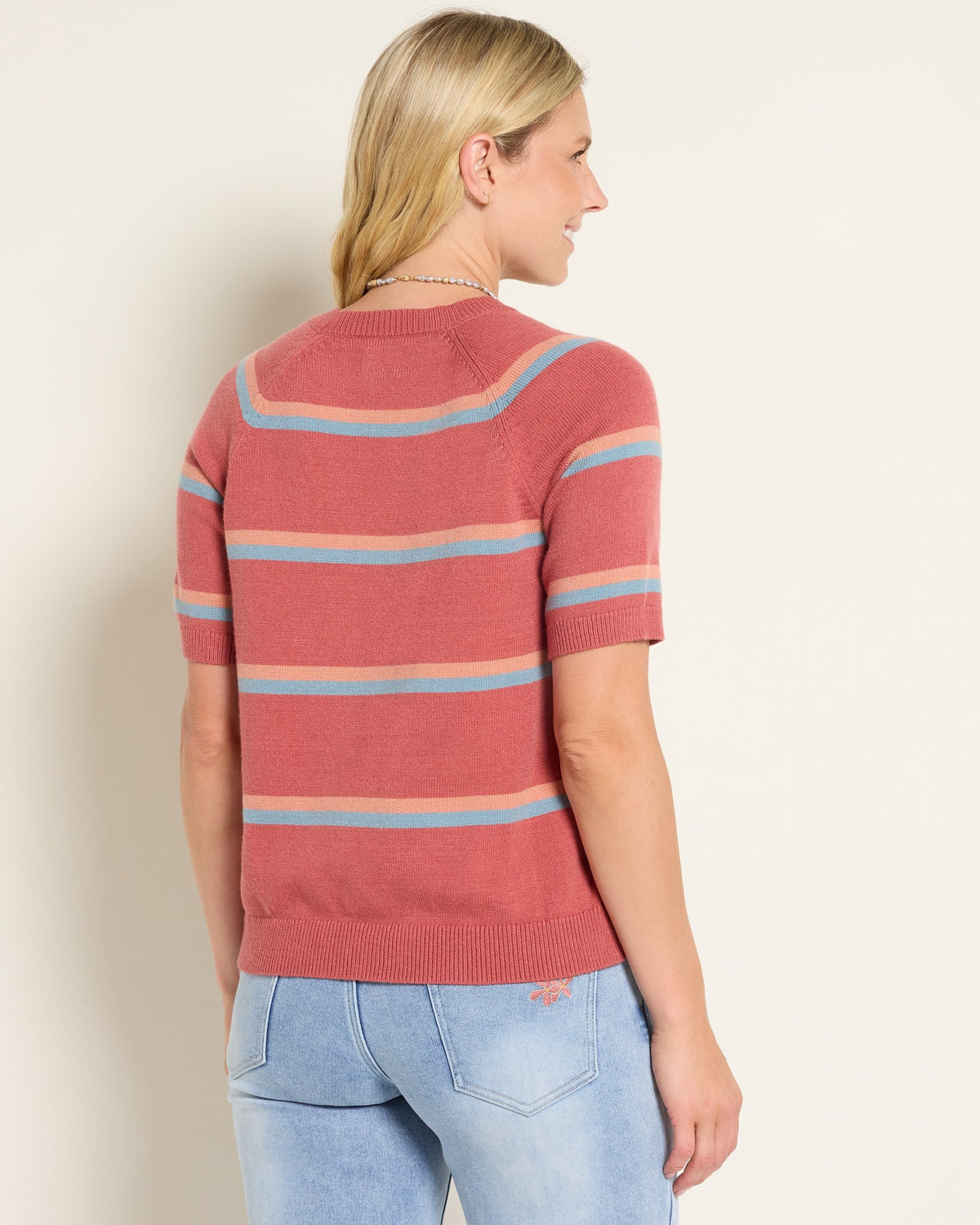 Red Earth Stripe $|& SEAS Amelie Raglan Sweater Top - SOF Back