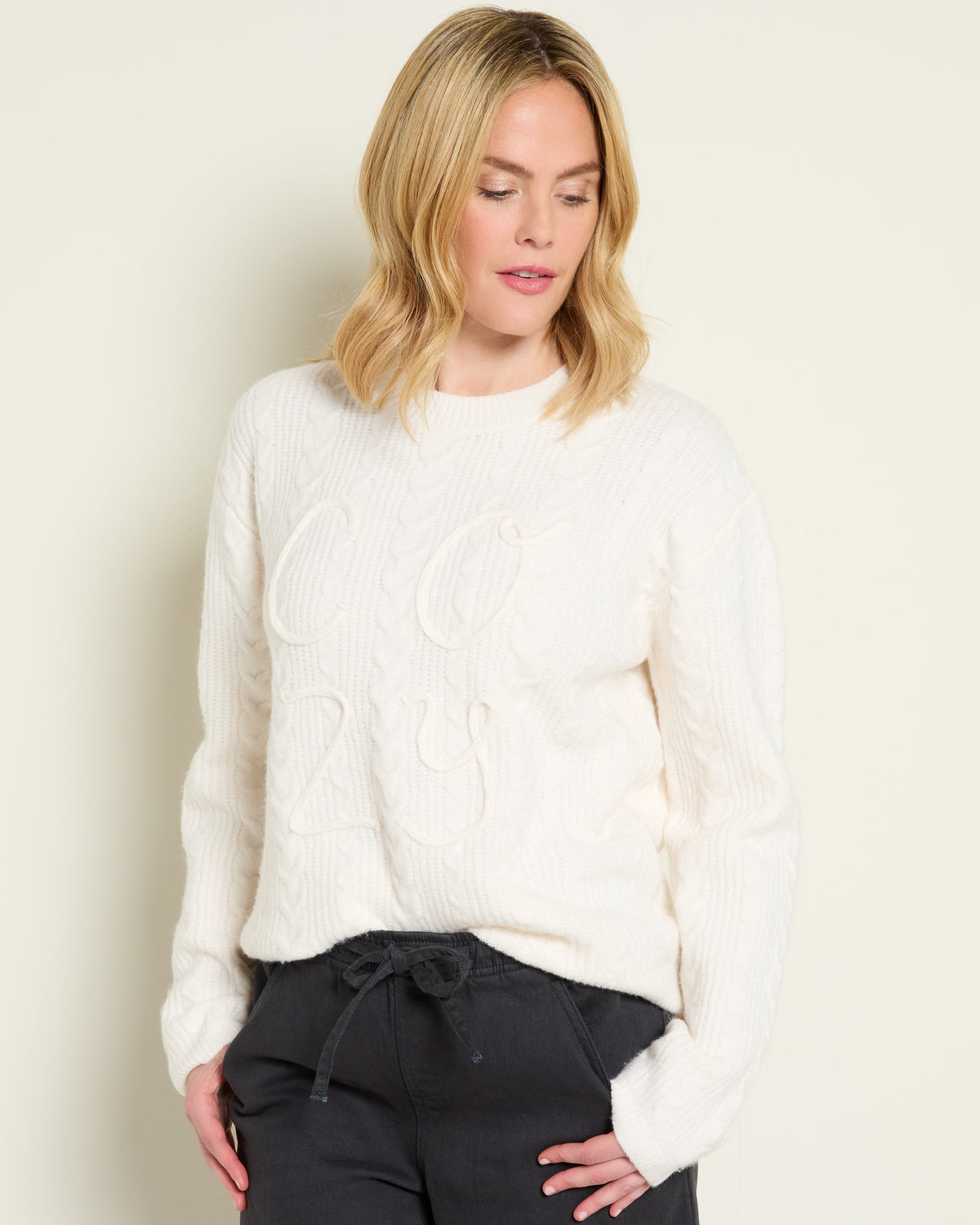 Cream $|& SEAS Love Note Cable Knit Sweater - SOF Front