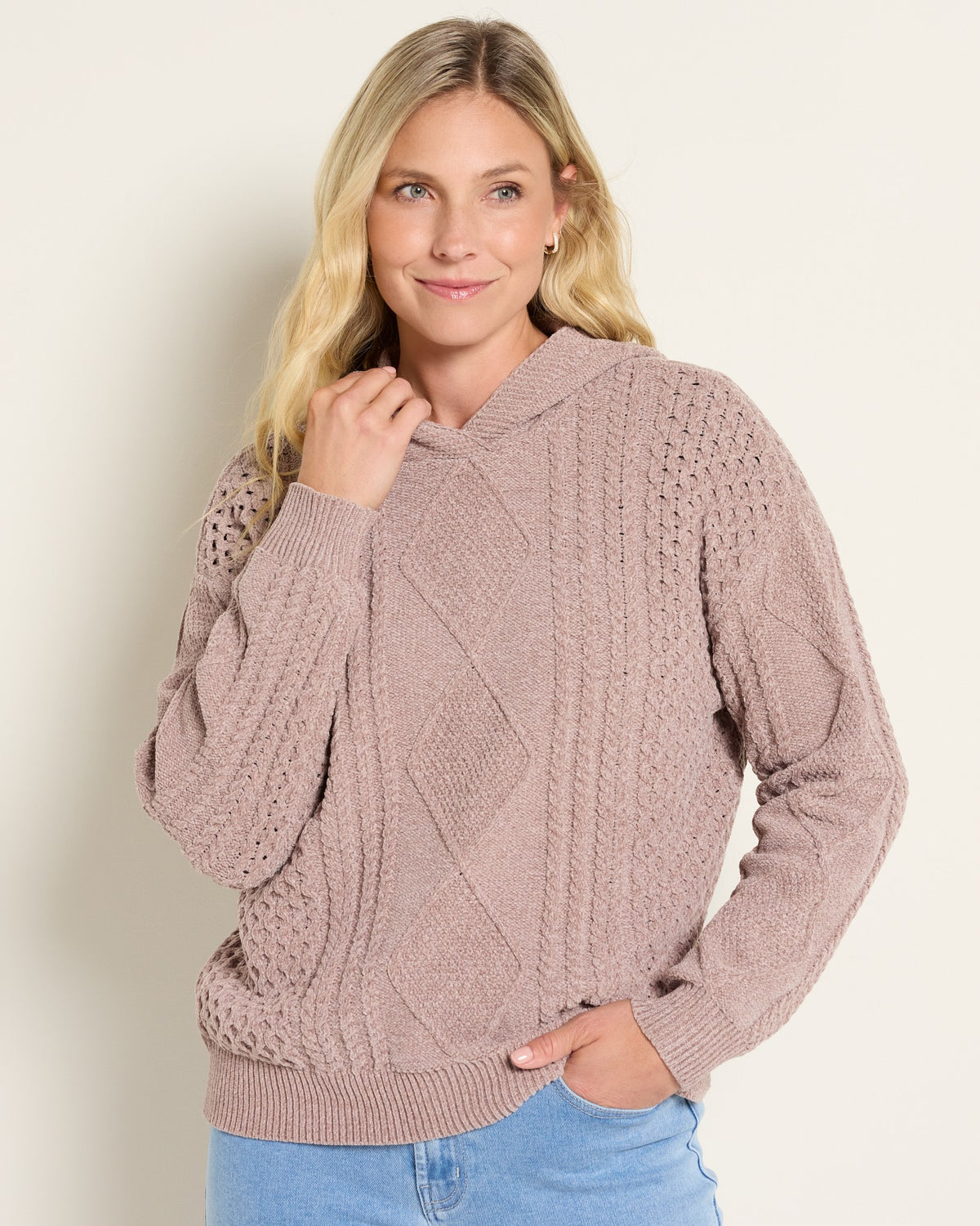 Mink $|& Herizon Traverse Cable Knit Hoodie - SOF Front