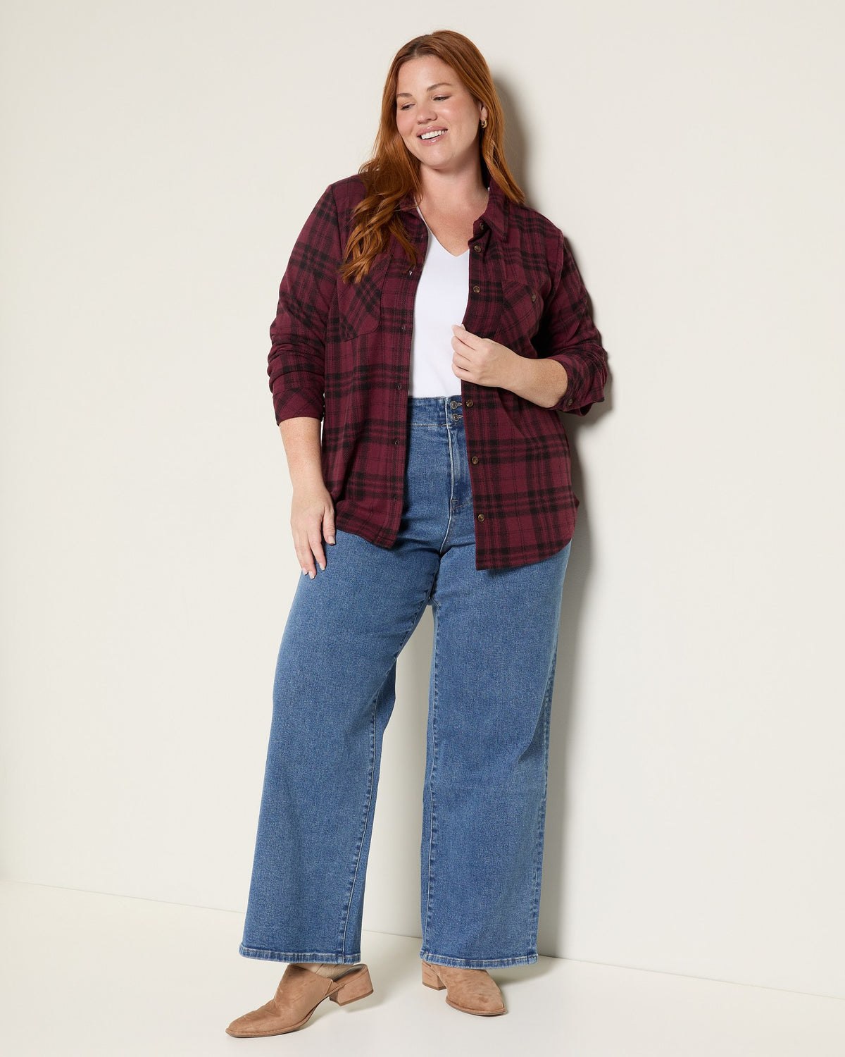 Burgundy Plaid $|& Thread & Supply Lewis Plaid Shirt - UGC On Fig