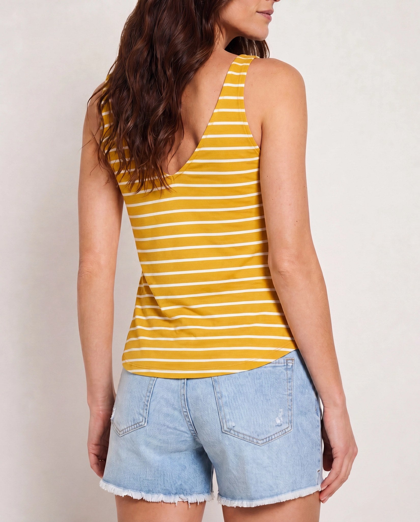 Black-White/Mustard-Ivory 2 Pack $|& W. by Wantable The Double Take Stripe Tank - SOF Back