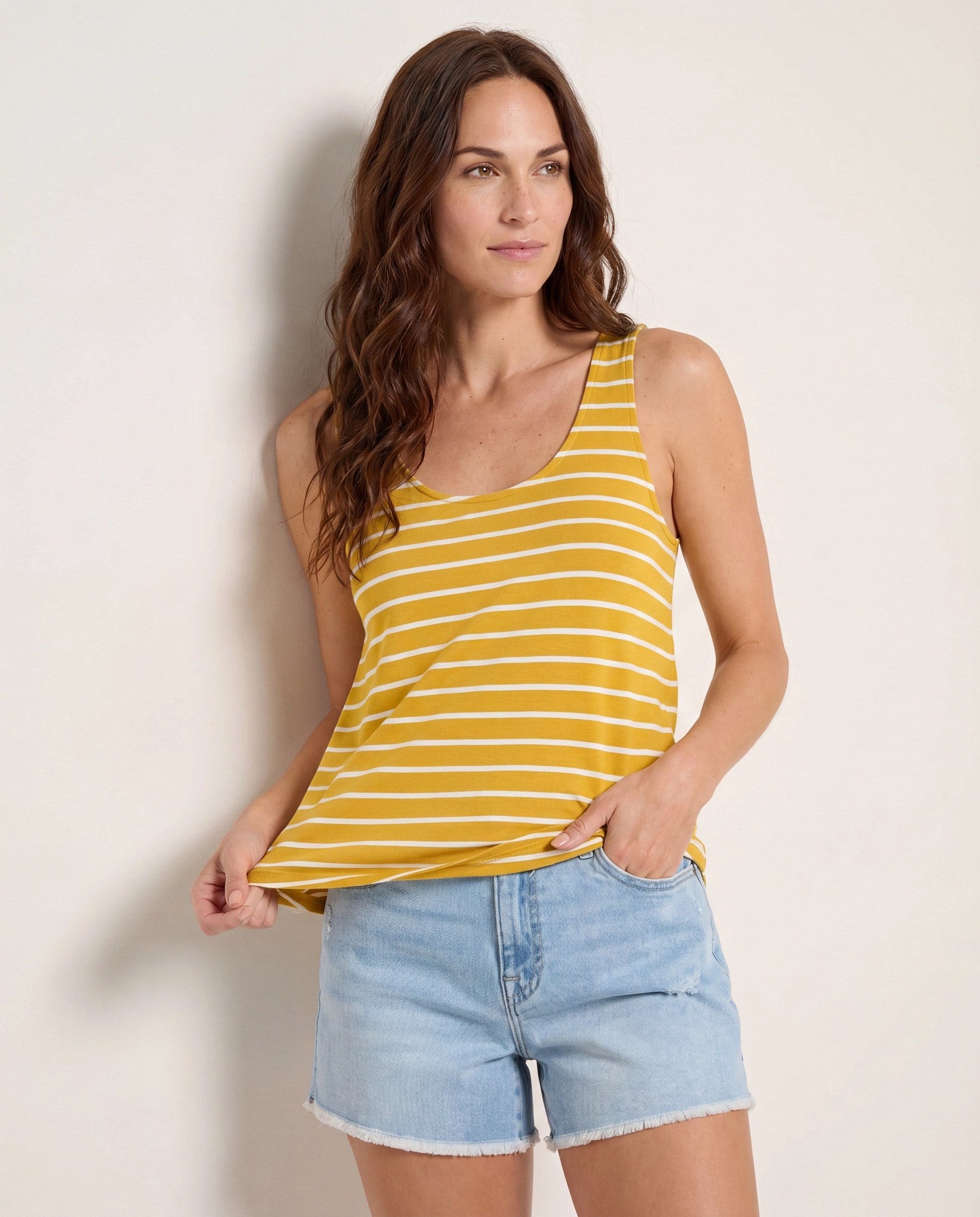 Black-White/Mustard-Ivory 2 Pack $|& W. by Wantable The Double Take Stripe Tank - SOF Front