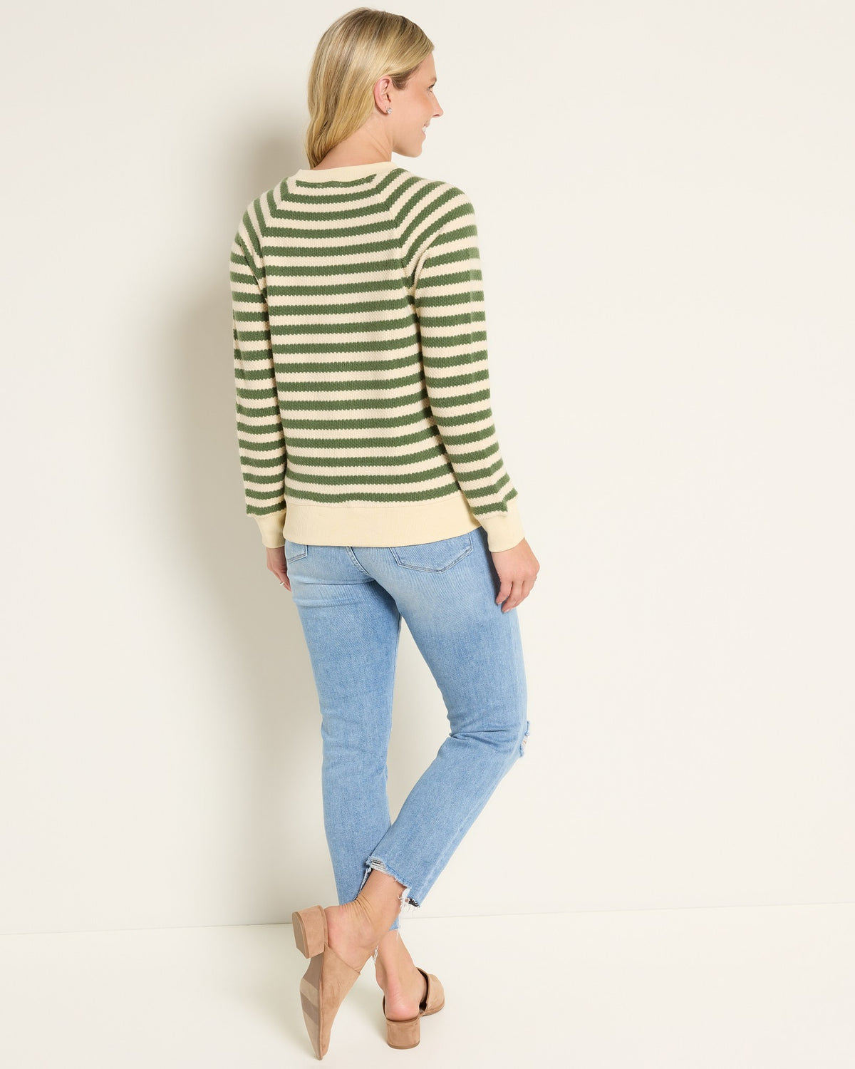 Ivory Thyme Stripe $|& SEAS Brisa Raglan Striped Long Sleeve Top - SOF Back
