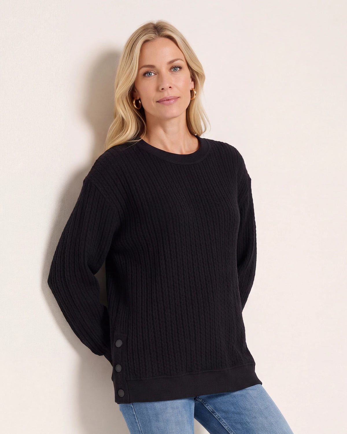 Black $|& Herizon Sophie Cable Knit Pullover - SOF Front