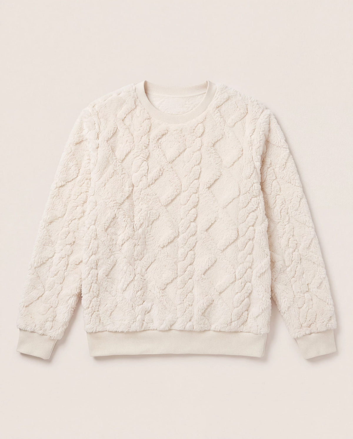 Cream $|& SEAS Selena Pattern Sherpa Pullover - Hanger Detail