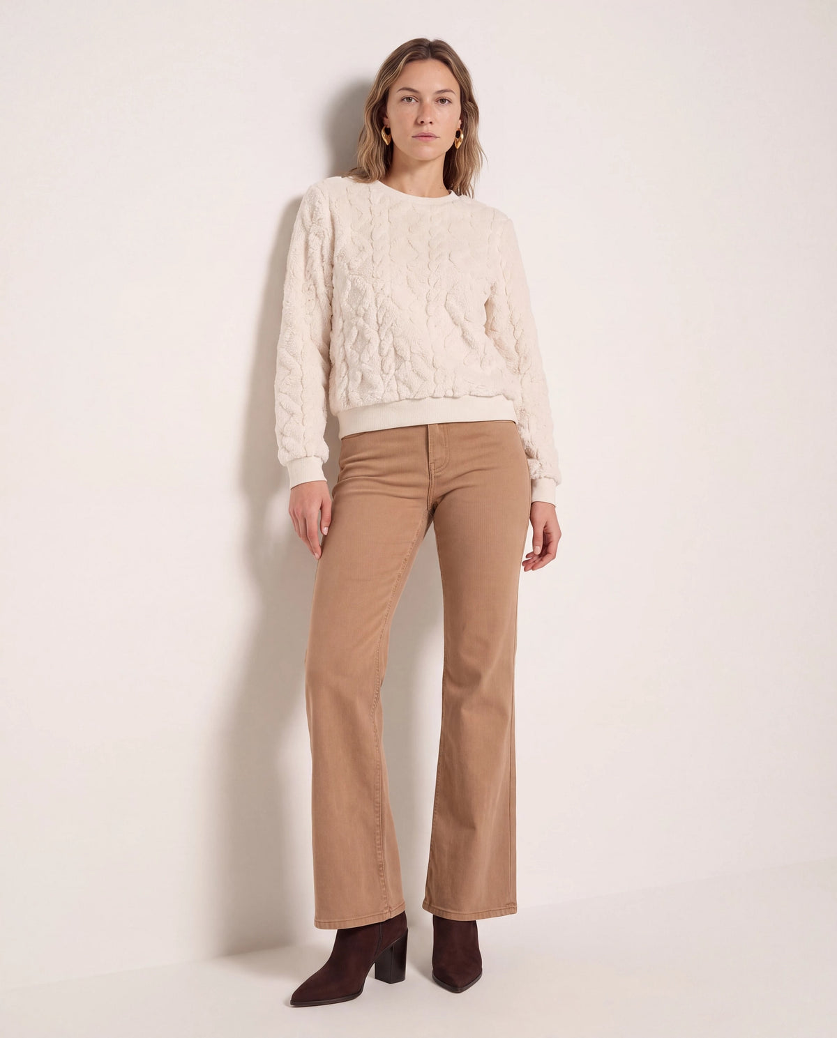 Cream $|& SEAS Selena Pattern Sherpa Pullover - UGC On Fig