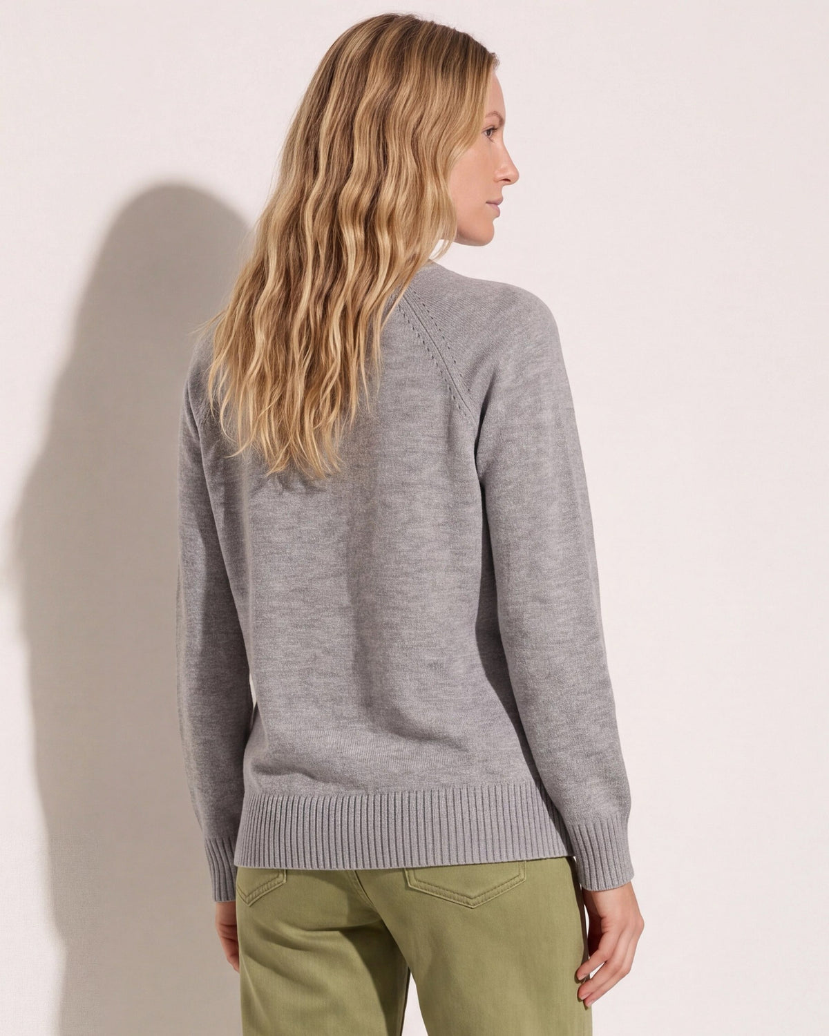 Heather Grey $|& SEAS Madelyn V-Neck Sweater - SOF Back
