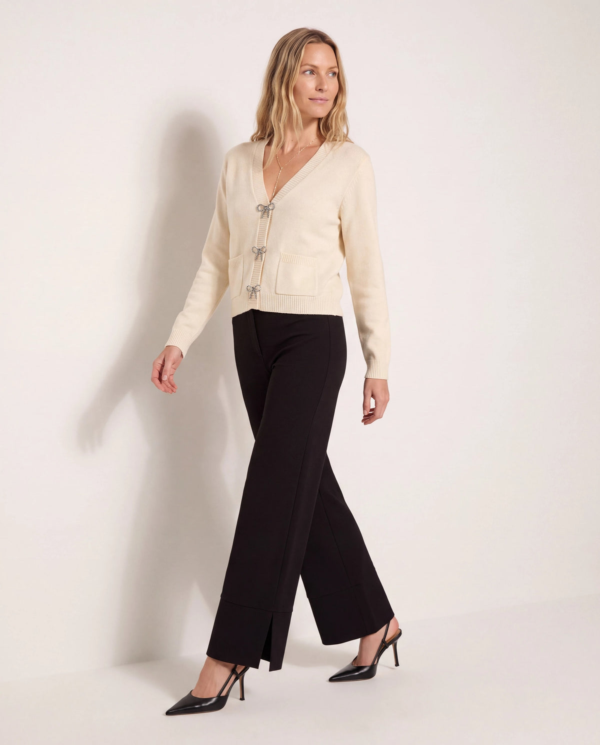 Cream $|& SEAS Carla Cardigan - VOF Front