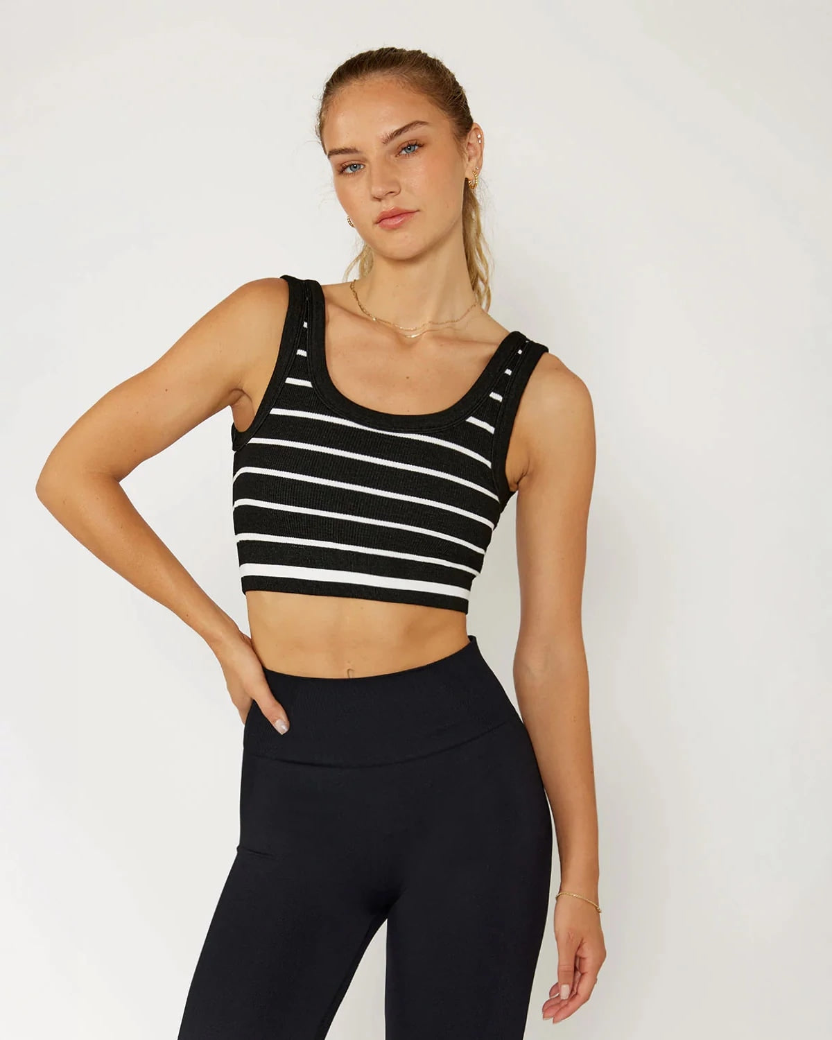 Black Stripes $|& Cream Yoga Joyce Stripes Bra - VOF Detail