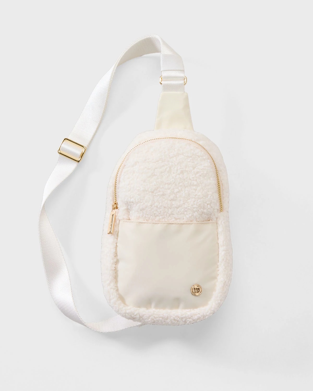 Ivory $|& wantable Sherpa Sling Cross Body Bag - SOF Front