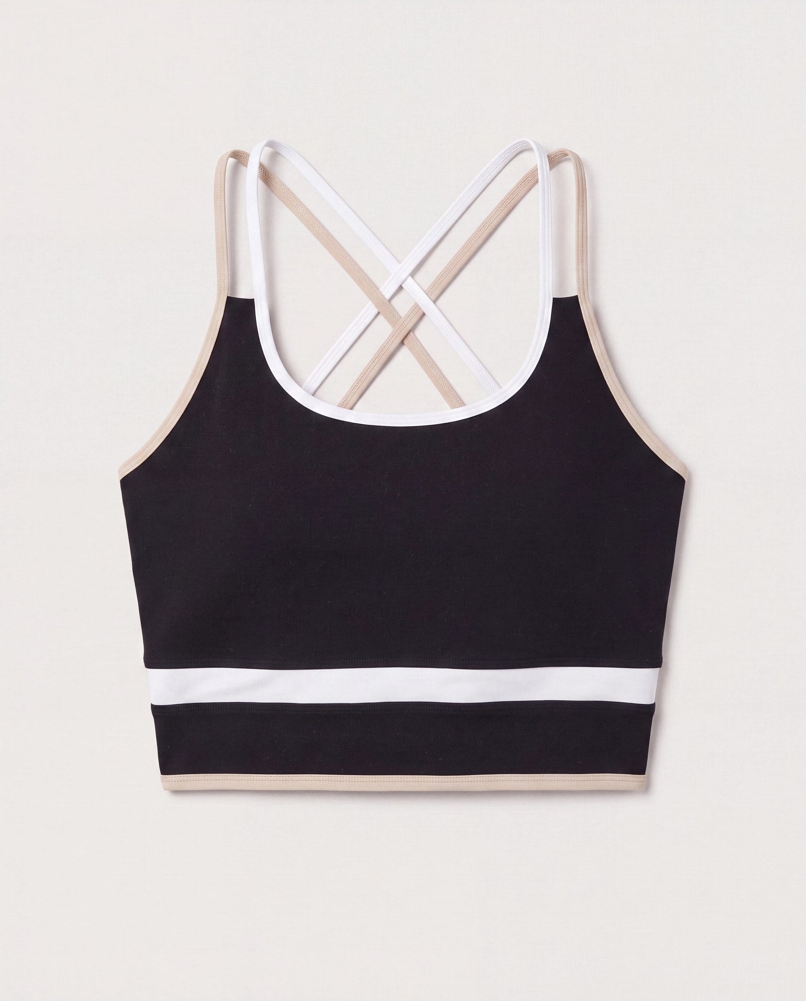 Black $|& Thrive Société Colorblocked X-Back Bra Tank - Hanger Detail