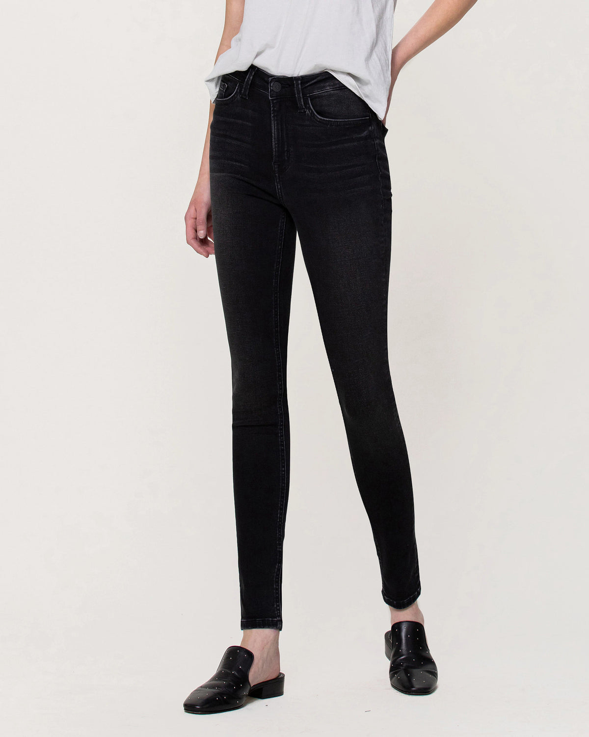 Black $|& Flying Monkey Jeans Super Soft Mid Rise Skinny Jeans - Hanger Back
