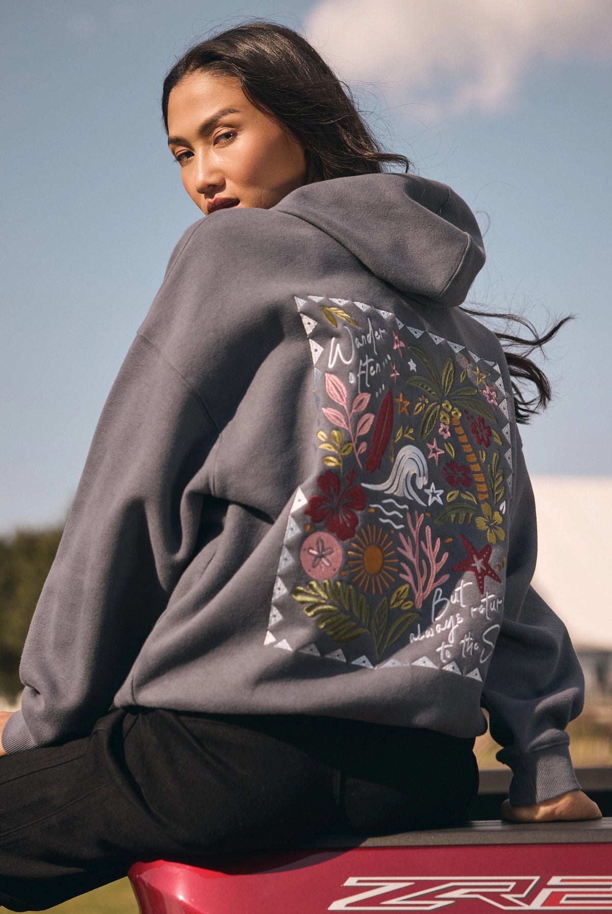 Indigo Haze $|& SEAS Ryder "Tide Tripper" Graphic Hoodie - SOF Front