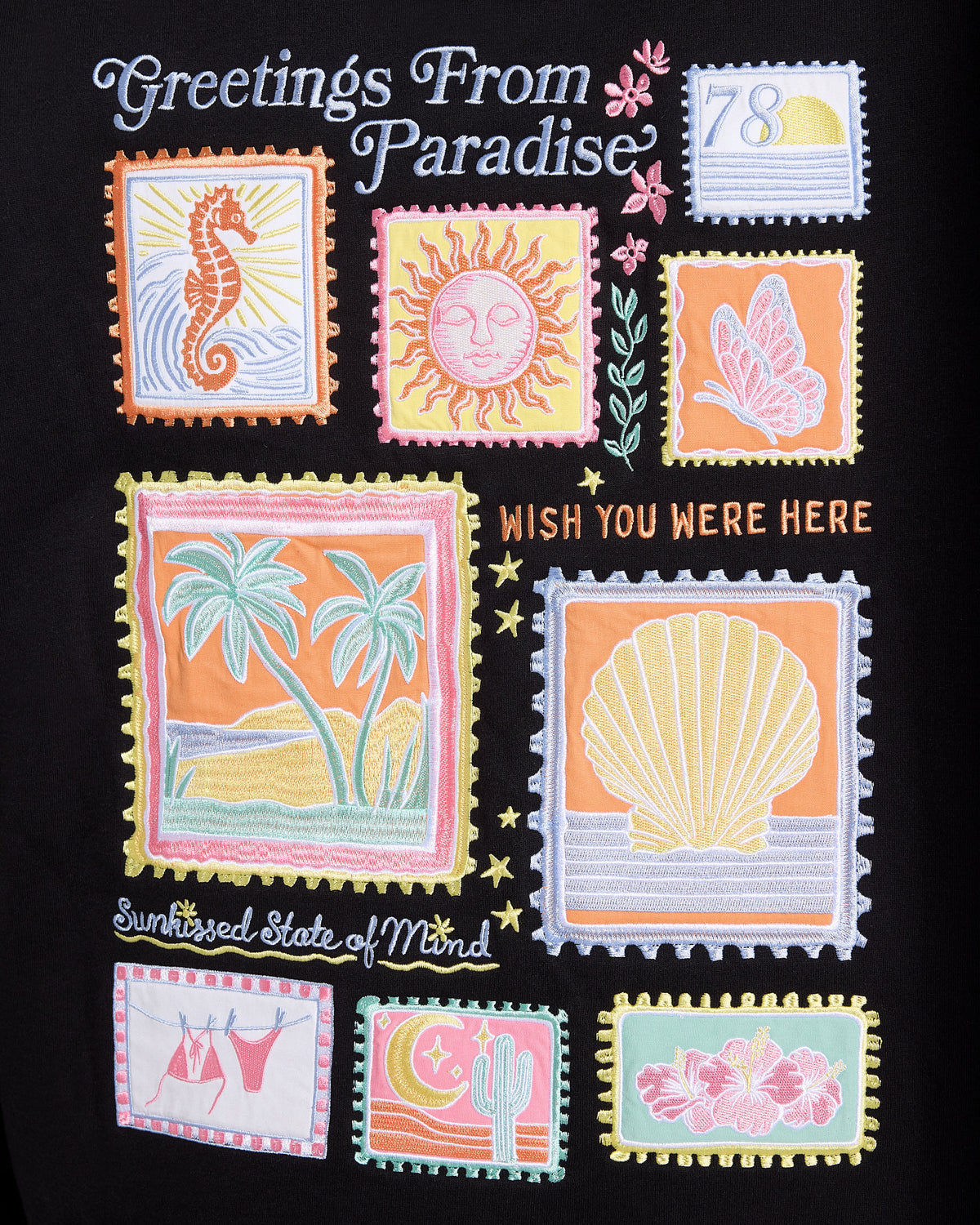 Black $|& SEAS Ryder "Greetings From Paradise" Graphic Hoodie - SOF Back