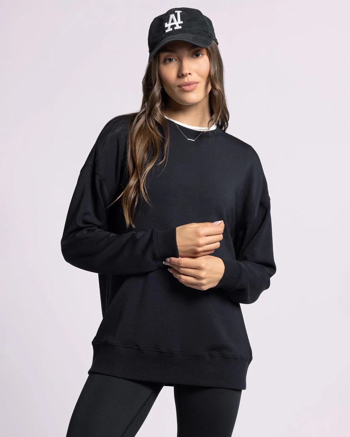 Black $|& Thread & Supply Martina Oversized Crew - VOF Detail