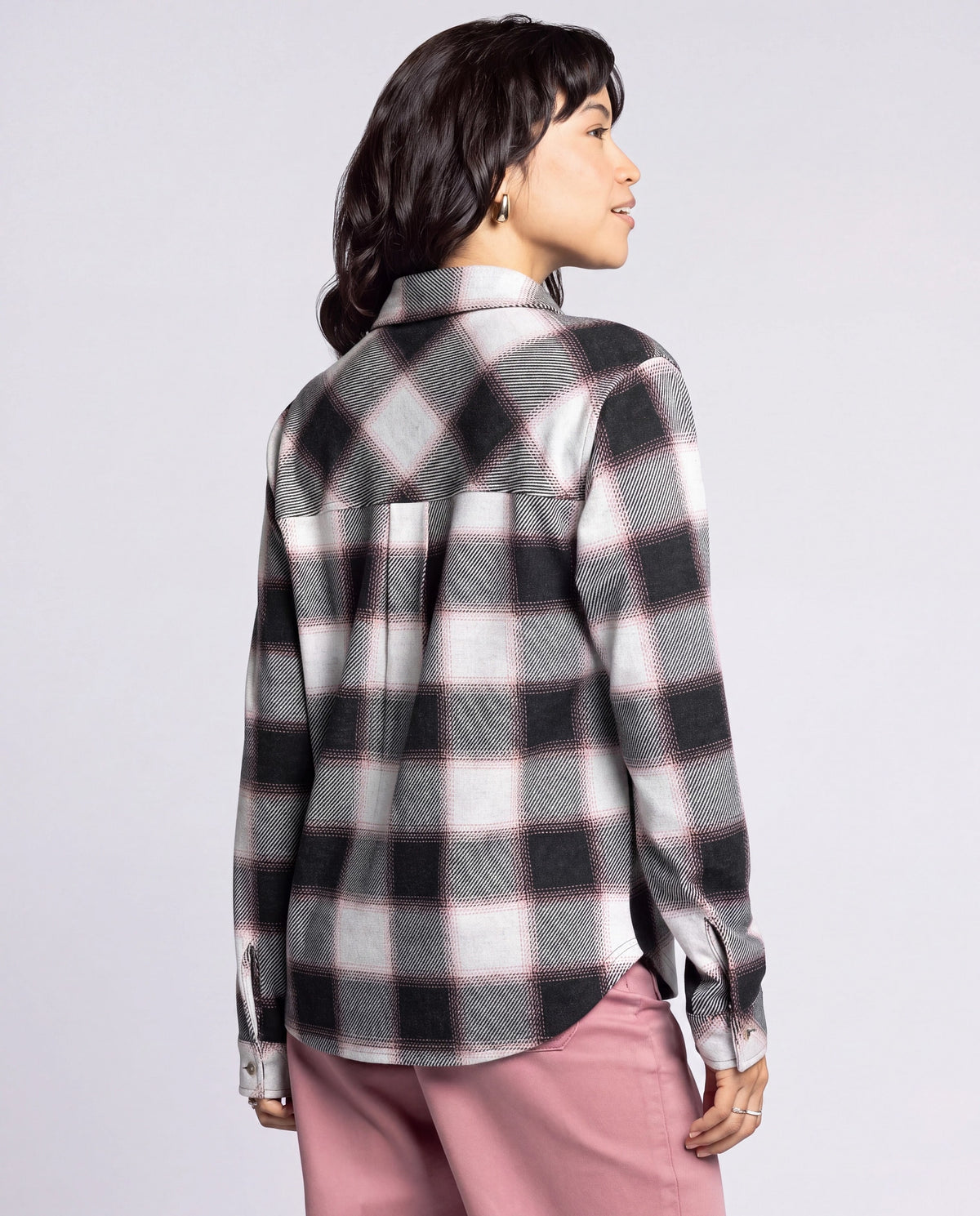 White Rose Plaid $|& Thread & Supply Saja Shirt - Hanger Side