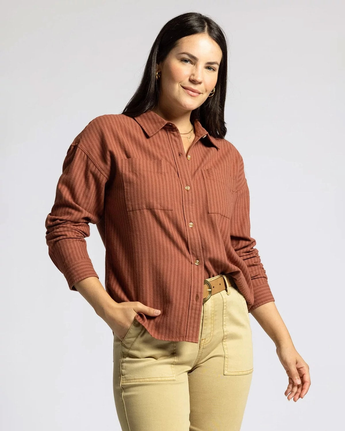 Mahogany Tonal $|& Thread & Supply Vermont Shirt - VOF Detail