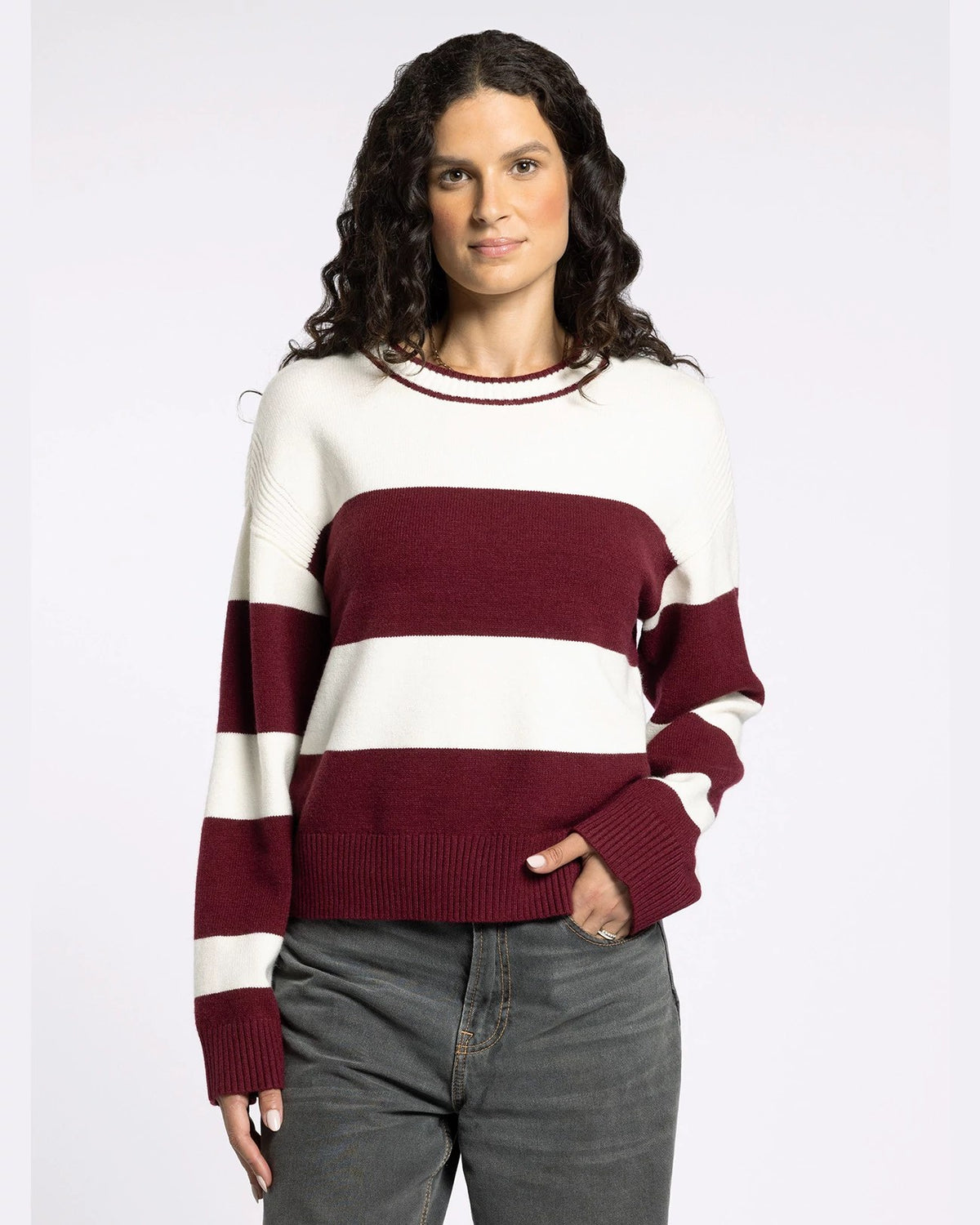 Burgundy Combo $|& Thread & Supply Tabitha Sweater - VOF Detail