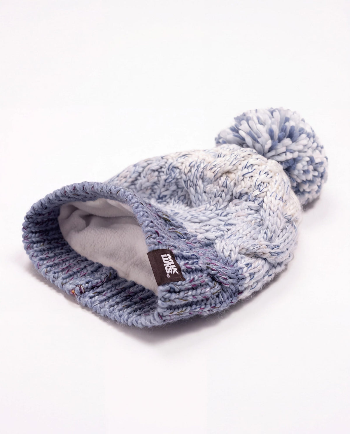 Blue $|& MUK LUKS Colorblock Stripe Cable Beanie - Hanger Back