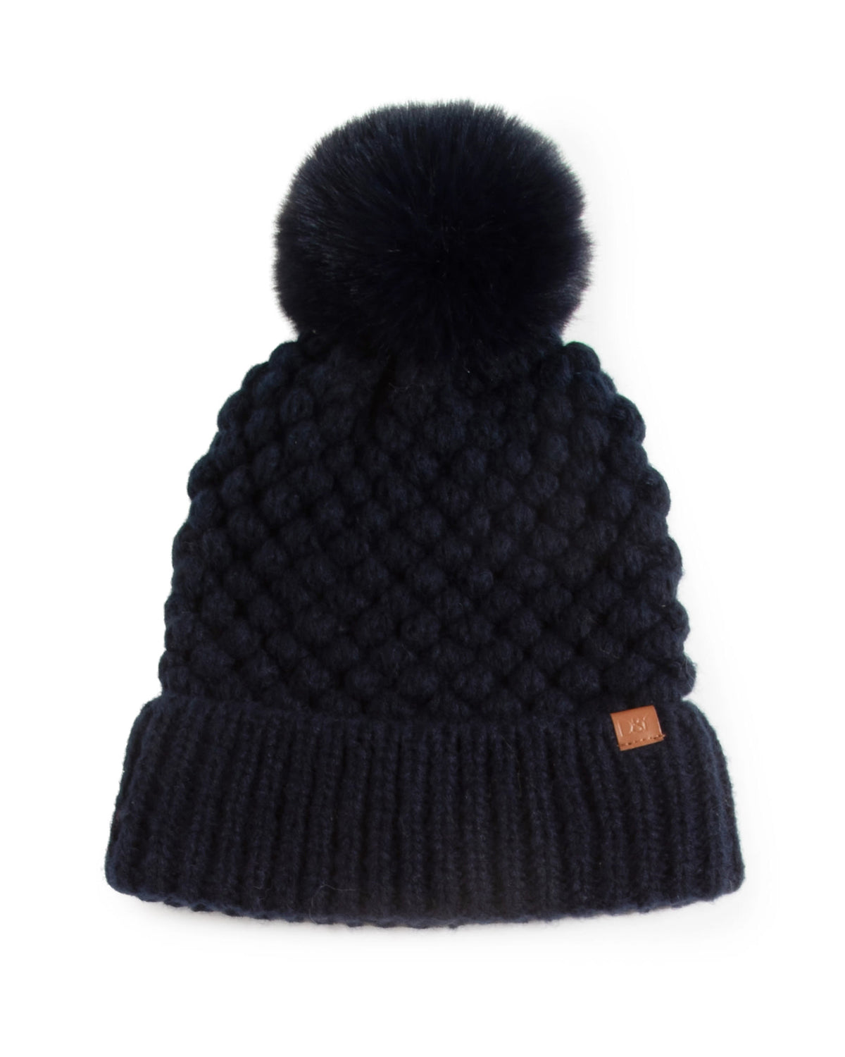 Navy $|& David & Young Pom Textured Hat - VOF Detail