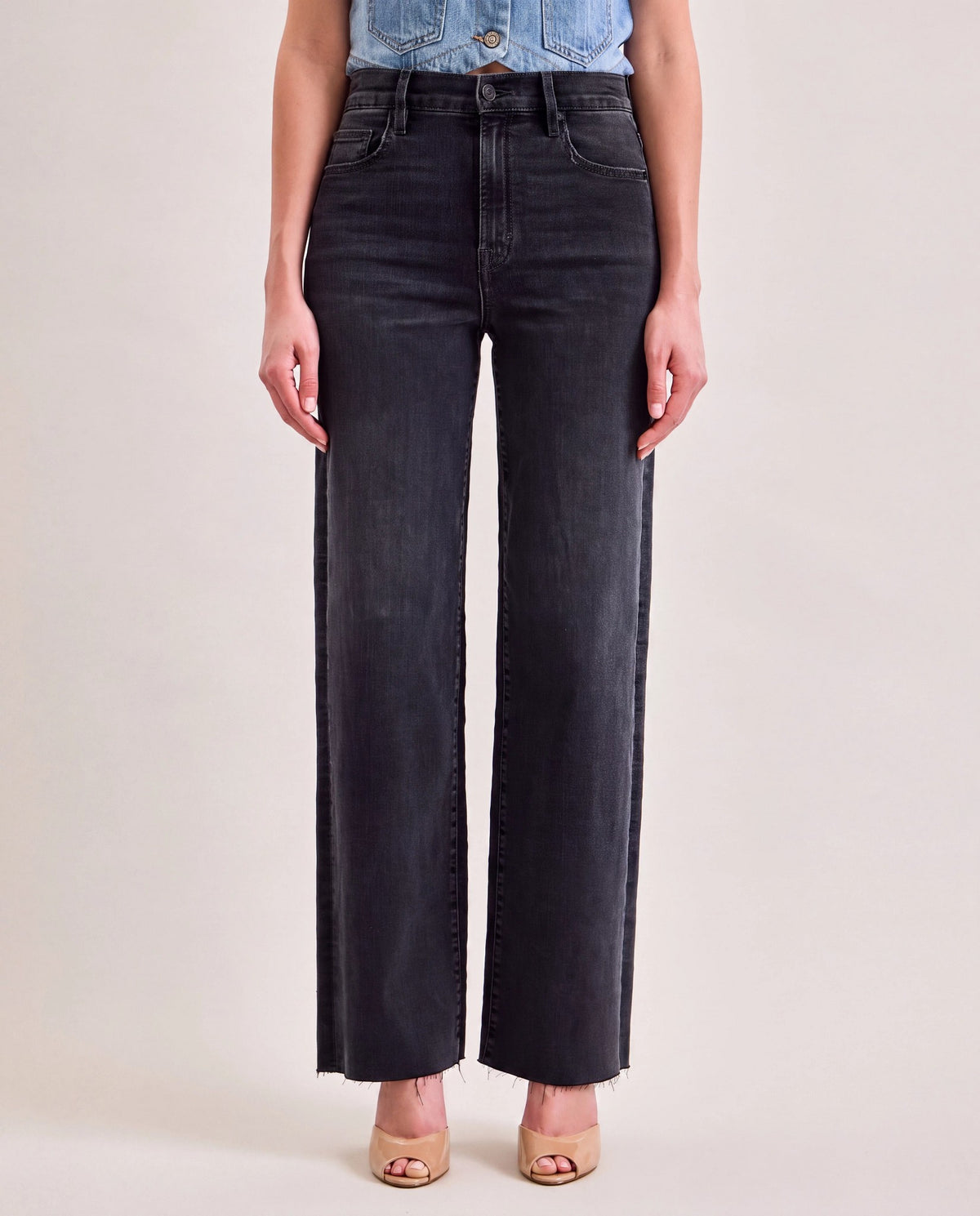 Dark Grey $|& Hidden The Logan High Rise Dad Jeans - SOF Front