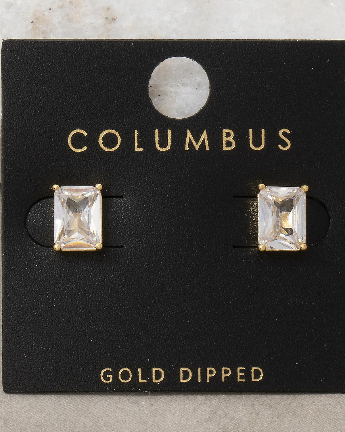 Gold $|& Fame Accessories Large Emerald Cut Cz Prong Set Stud Earrings - VOF Detail