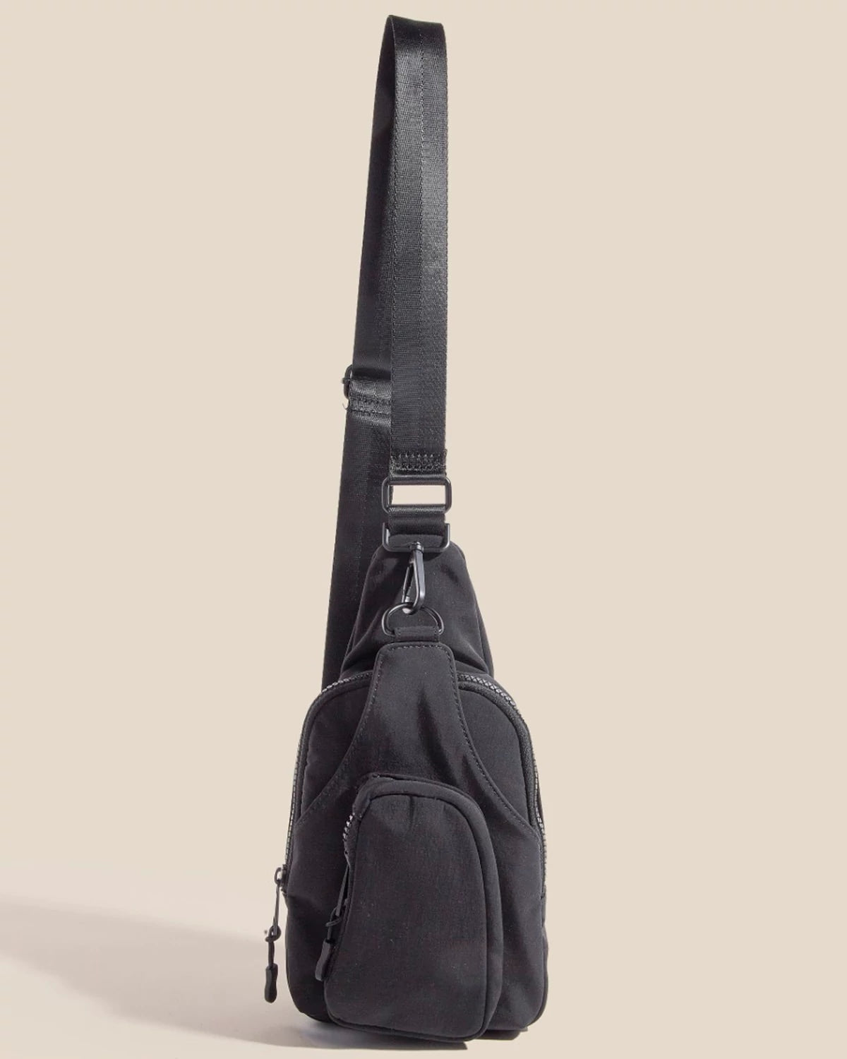 Black $|& Fame Accessories Nylon Multi Pocket Sling Bag - VOF Detail