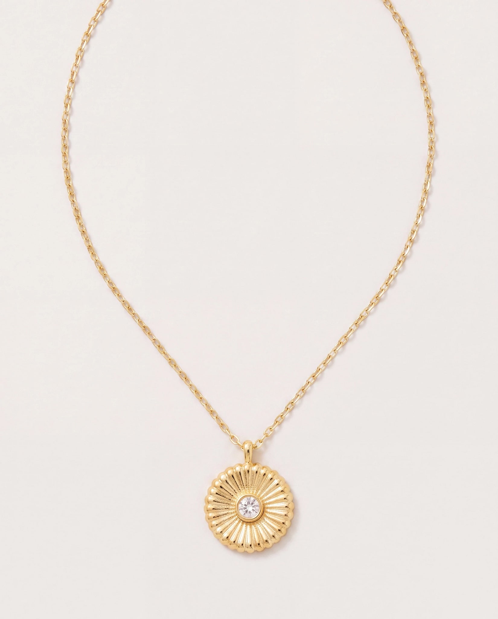 Silver $|& Fame Accessories Gold Dipped Cz Stud Circle Pendant Necklace - Hanger Detail