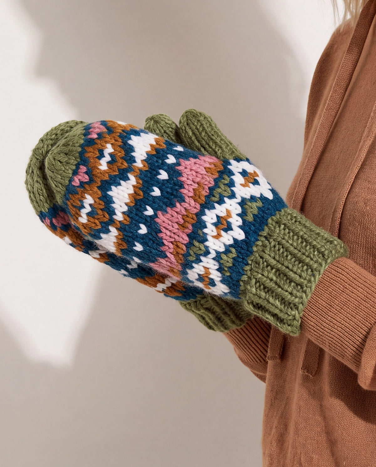 Green Multi $|& Panache Apparel FairIsle Mittens - SOF Full Front