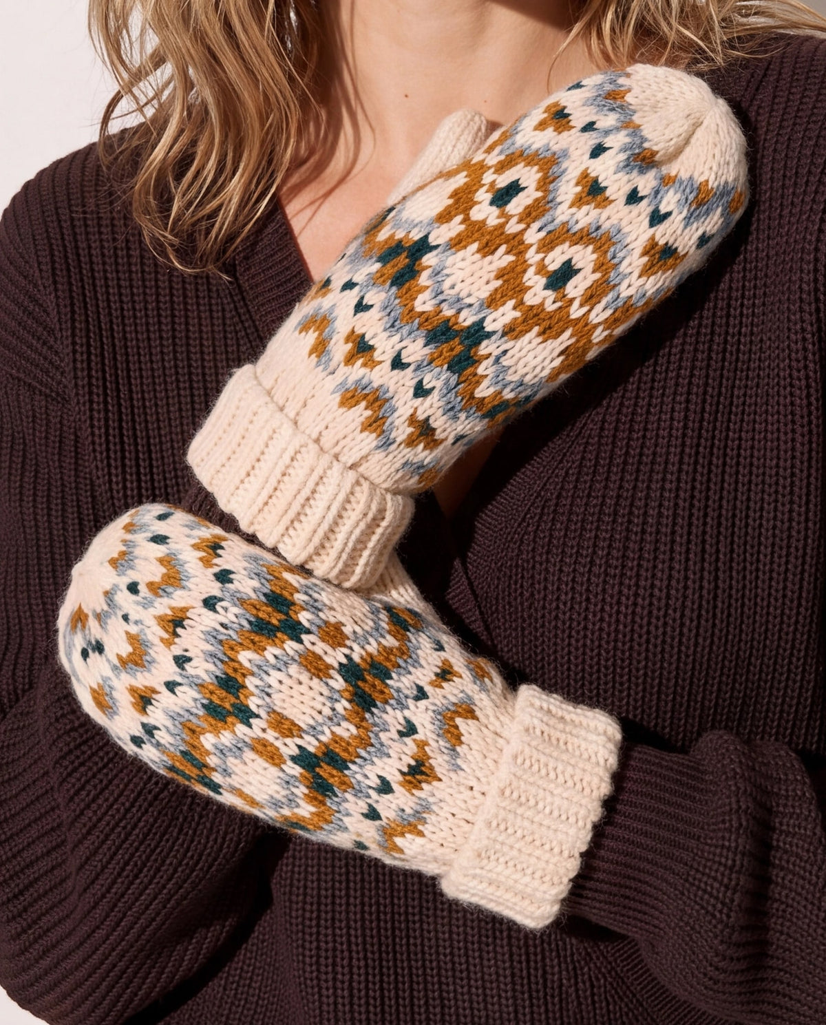 Ivory Multi $|& Panache Apparel FairIsle Mittens - SOF Front
