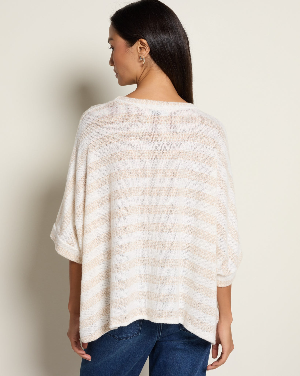 Cream Taupe $|& Sadie & Sage Billie Stripe Dolman Top - SOF Back
