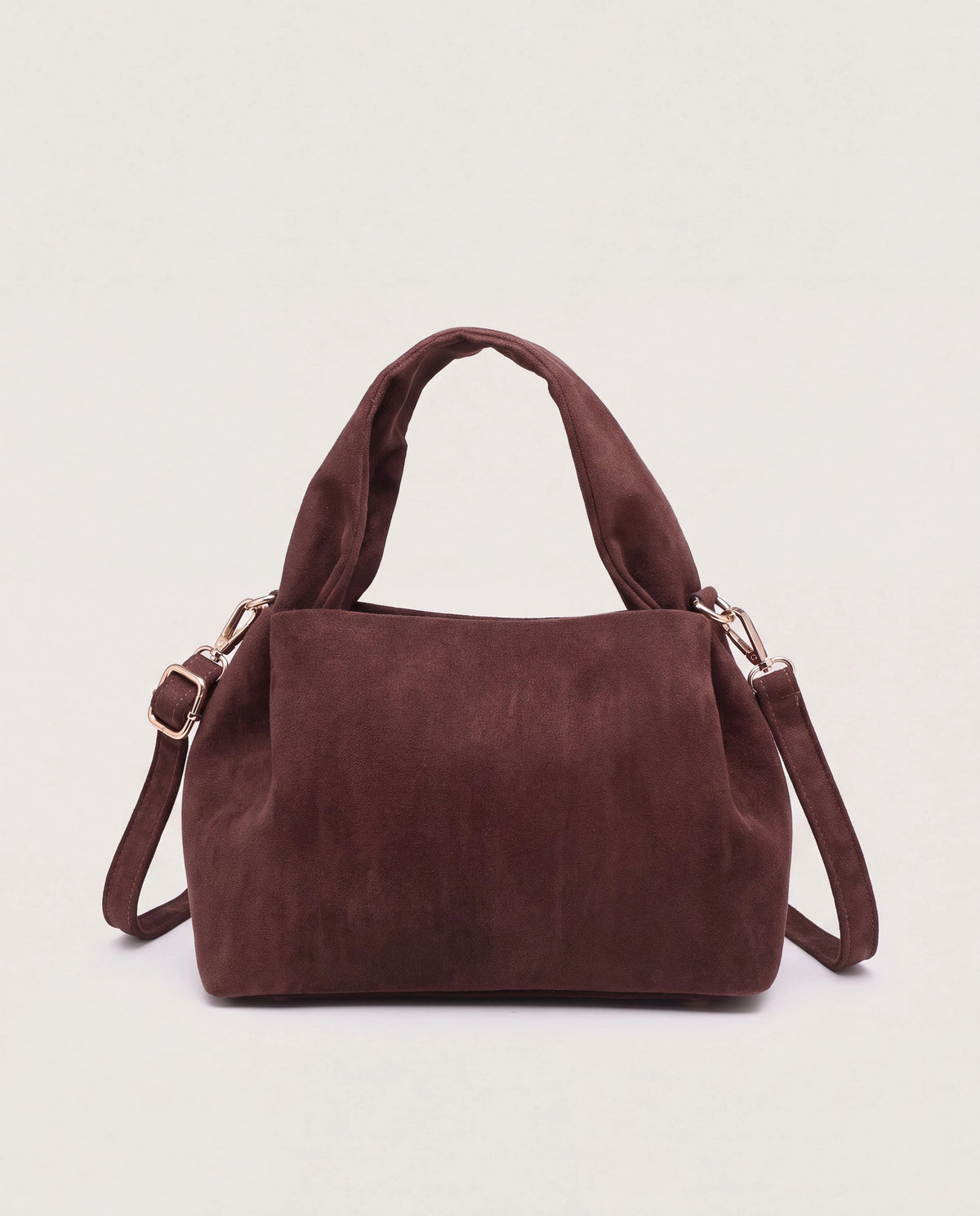 Espresso $|& Jen & Co. Lia Faux Suede Satchel with Top Handle - Hanger Detail