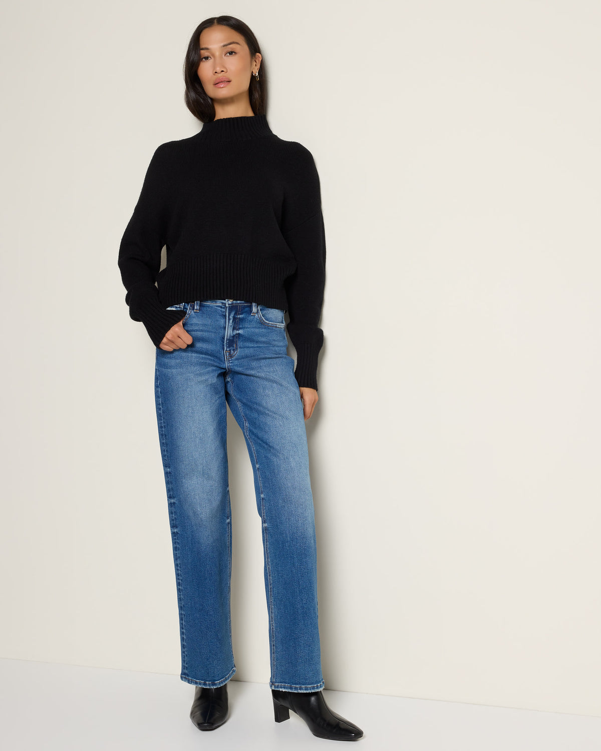 Black $|& by together Uptown Mock Sweater - UGC On Fig