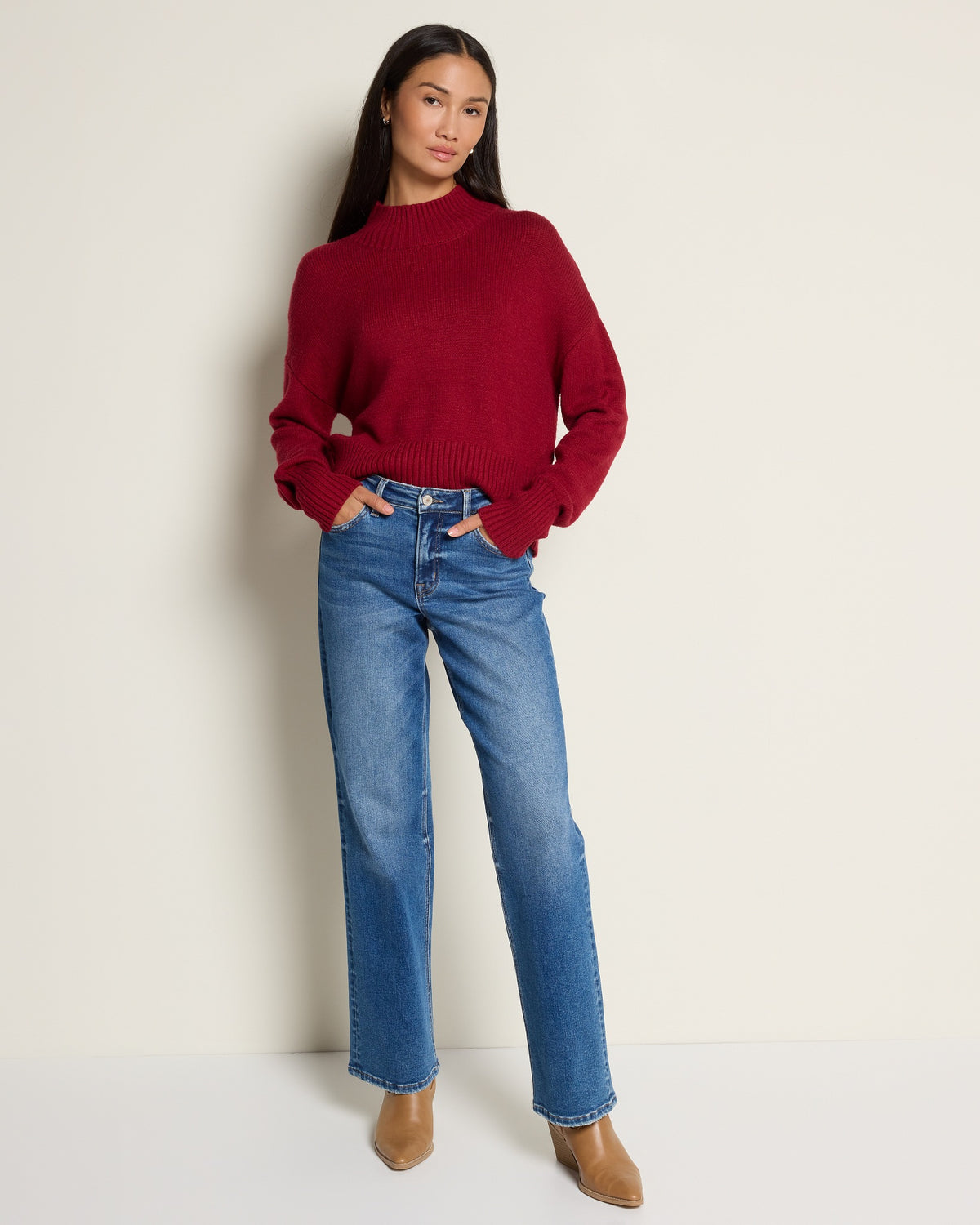 Wine $|& by together Uptown Mock Sweater - UGC On Fig
