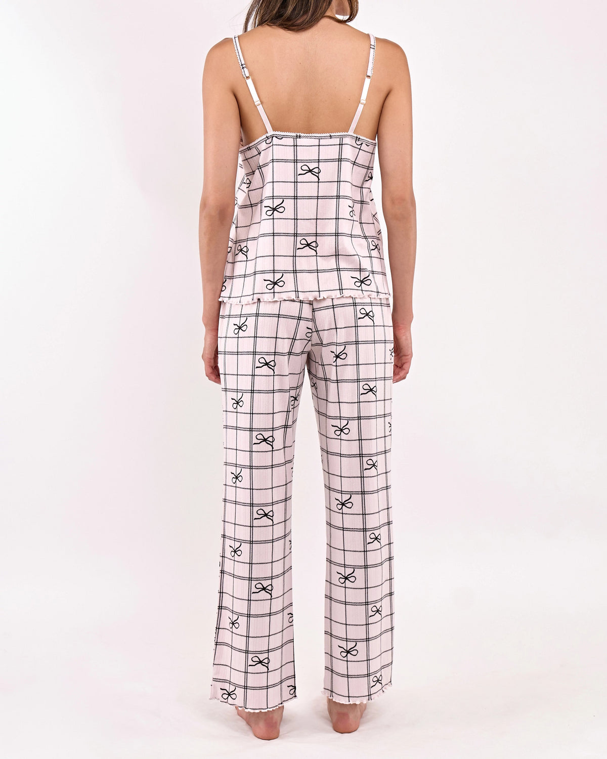 Simple Bow Plaid Cream $|& flora Ophelia Printed 3 Piece Set - Hanger Side