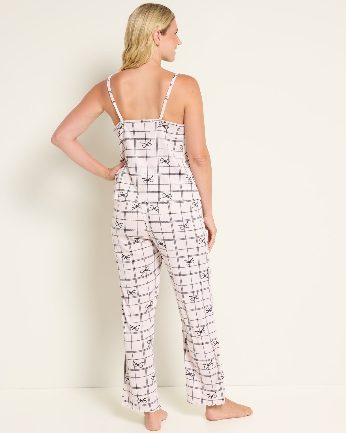 Simple Bow Plaid Cream $|& flora Ophelia Printed 3 Piece Set - SOF Back