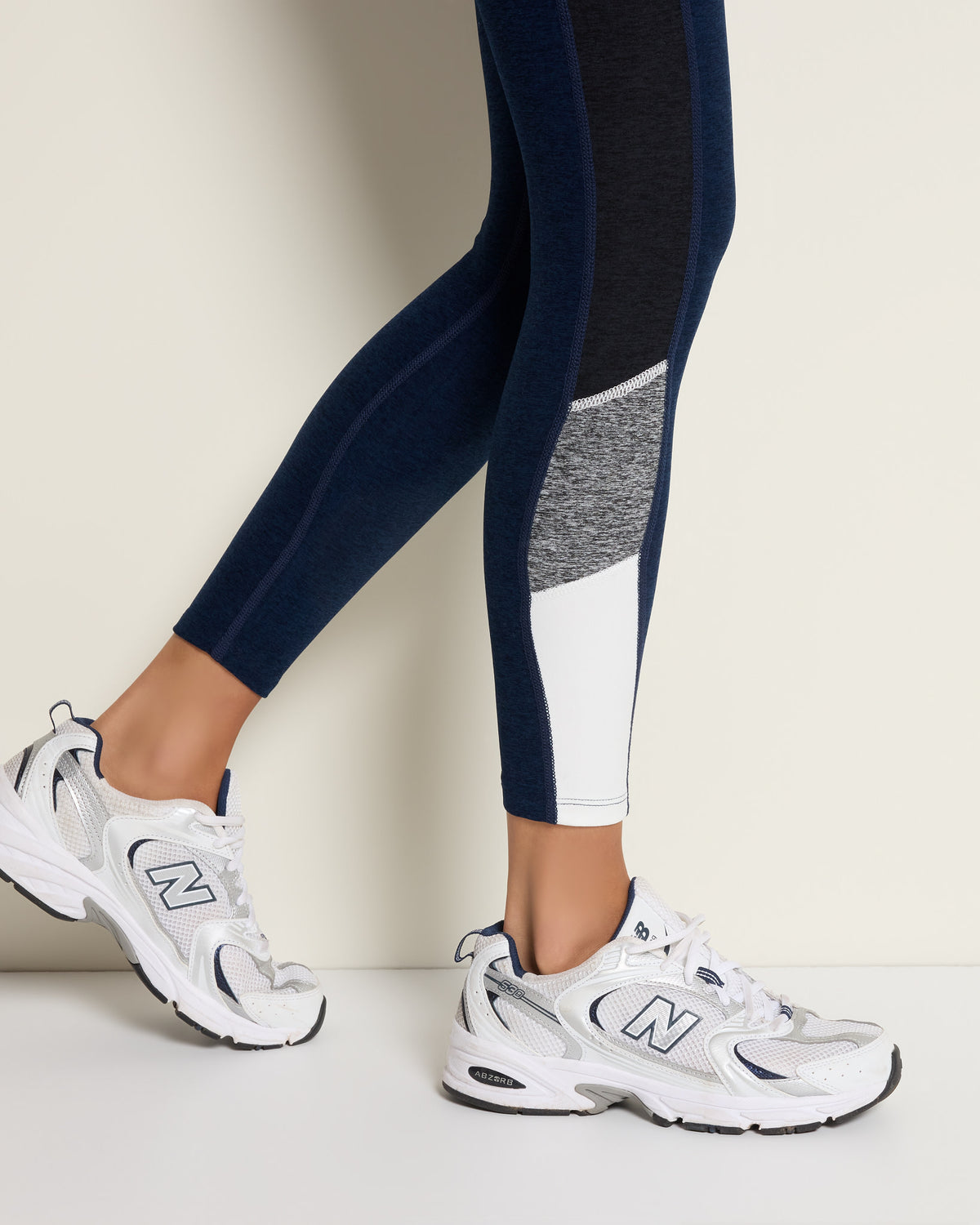 Ink Navy Heather/Heather Grey $|& Interval FlowHeather Sculpt Radiant Legging - SOF Full Front