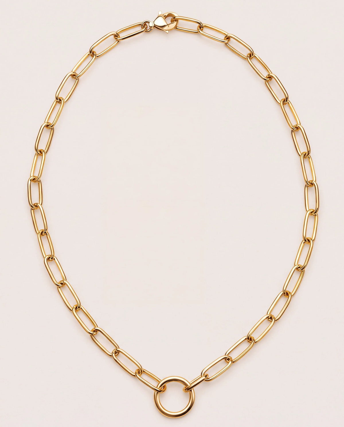 Gold $|& iishii Designs Polished Oval Paperclip Necklace - Hanger Detail