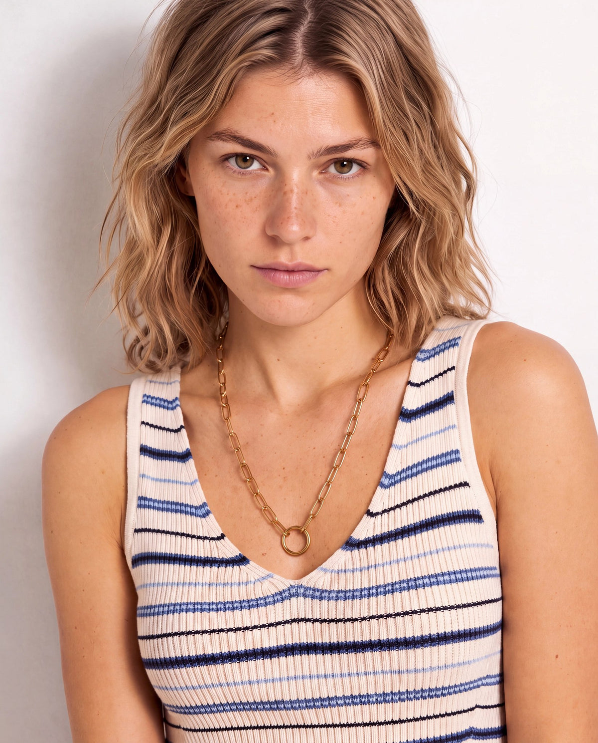 Gold $|& iishii Designs Polished Oval Paperclip Necklace - SOF Front