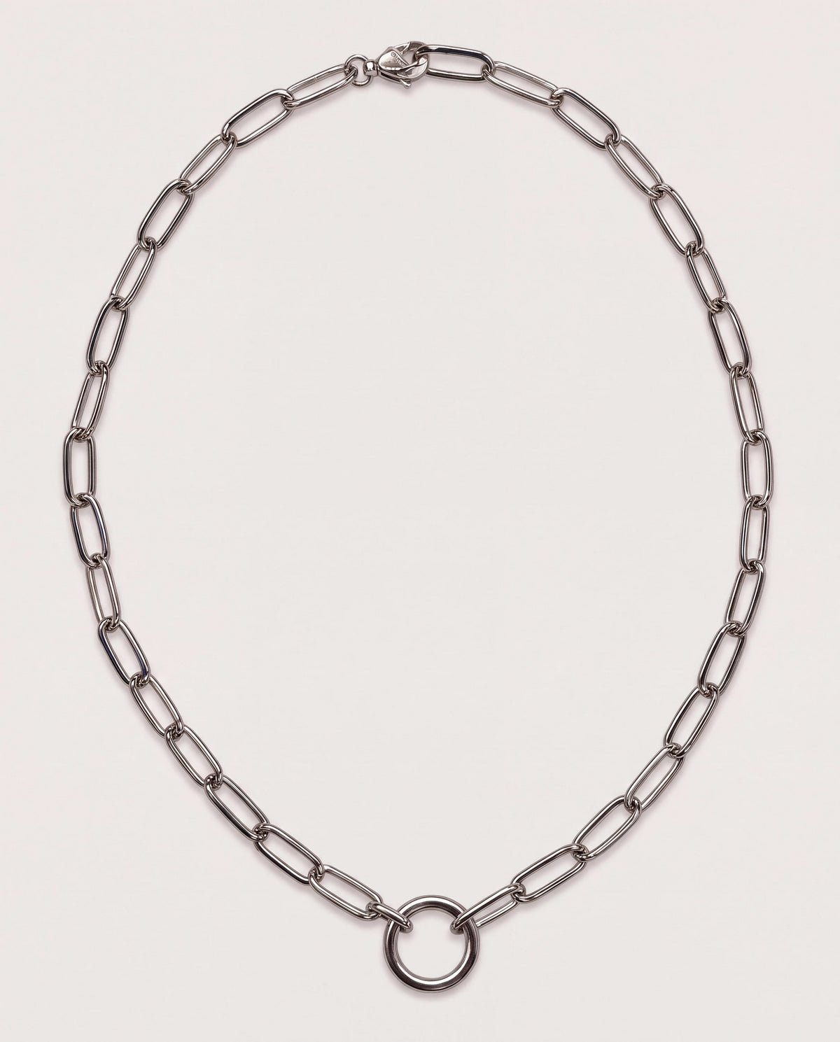 Silver $|& iishii Designs Polished Oval Paperclip Necklace - Hanger Detail