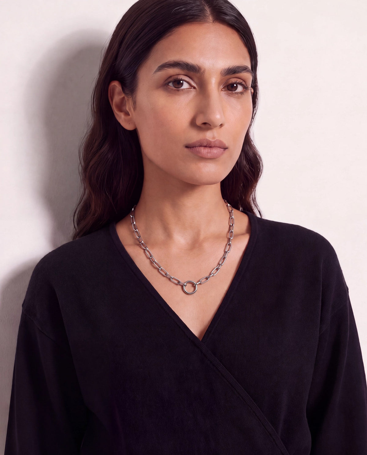 Silver $|& iishii Designs Polished Oval Paperclip Necklace - SOF Front