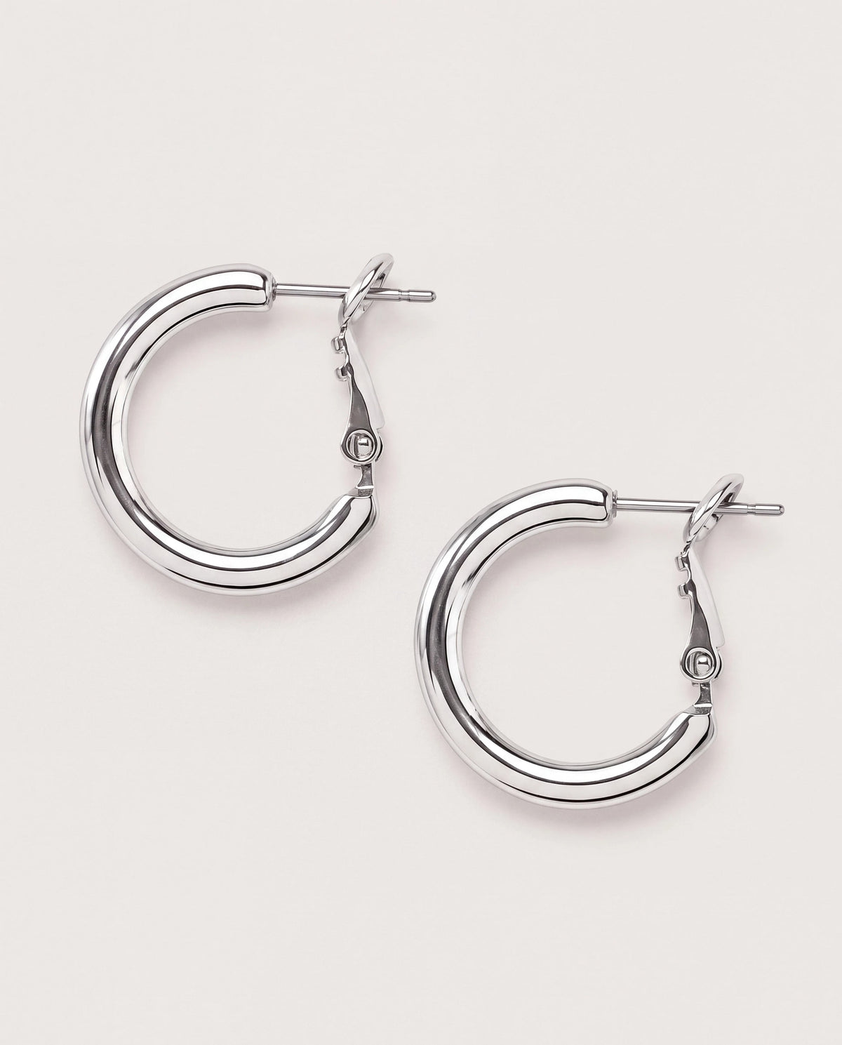 Silver $|& iishii Designs 20mm Polished Hoop with Latch Back - Hanger Detail