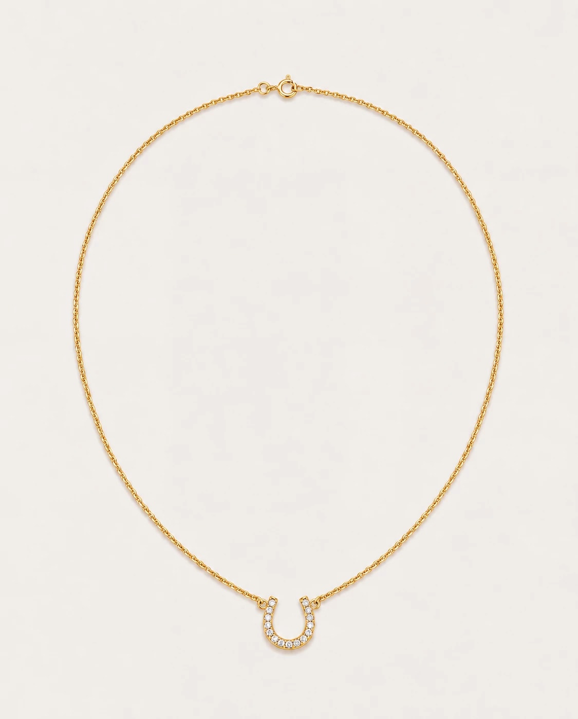 Gold $|& iishii Designs CZ Horseshoe Necklace - Hanger Detail
