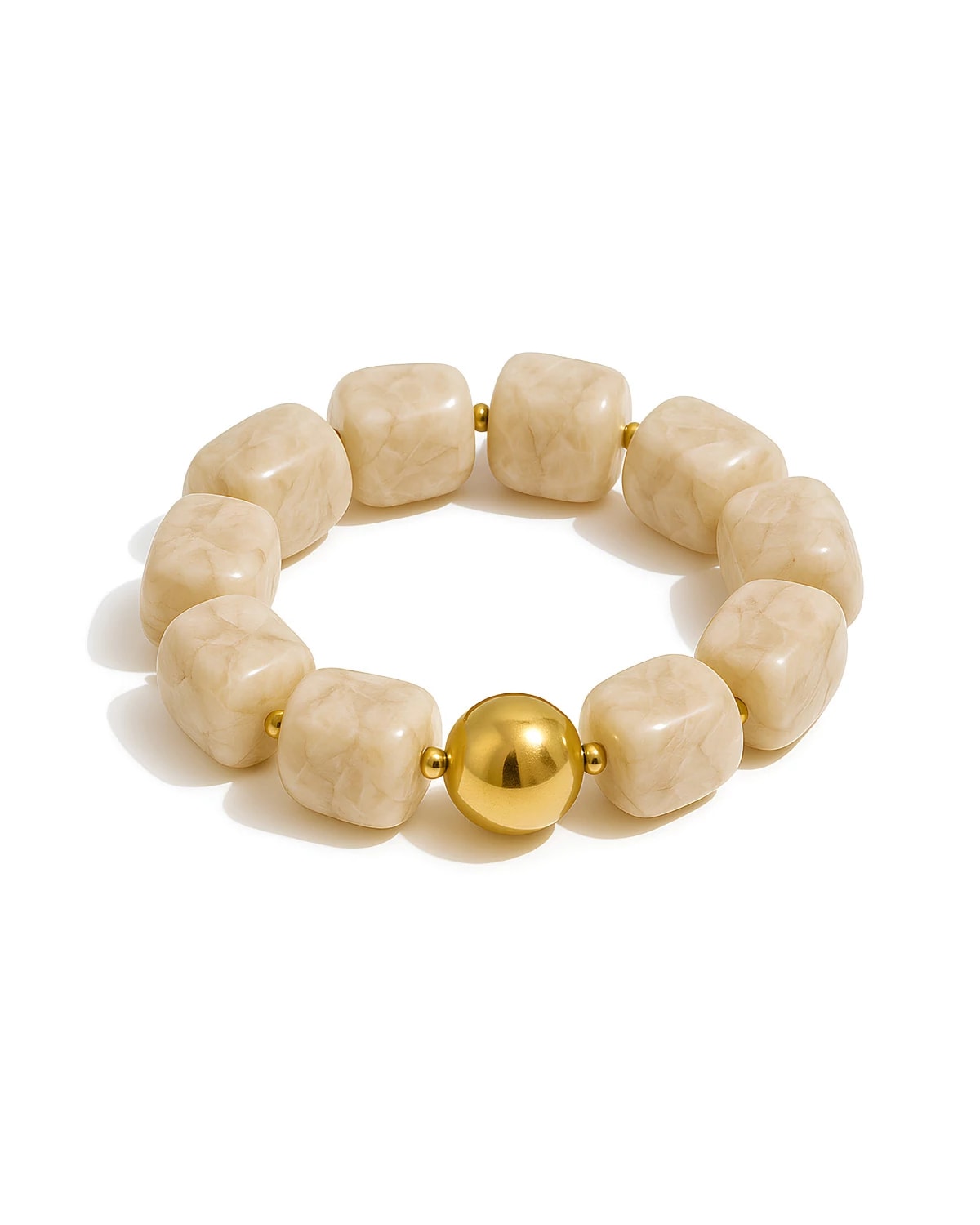 Beige $|& Sahira Pebbles Beige Stretchy Bracelet - VOF Detail