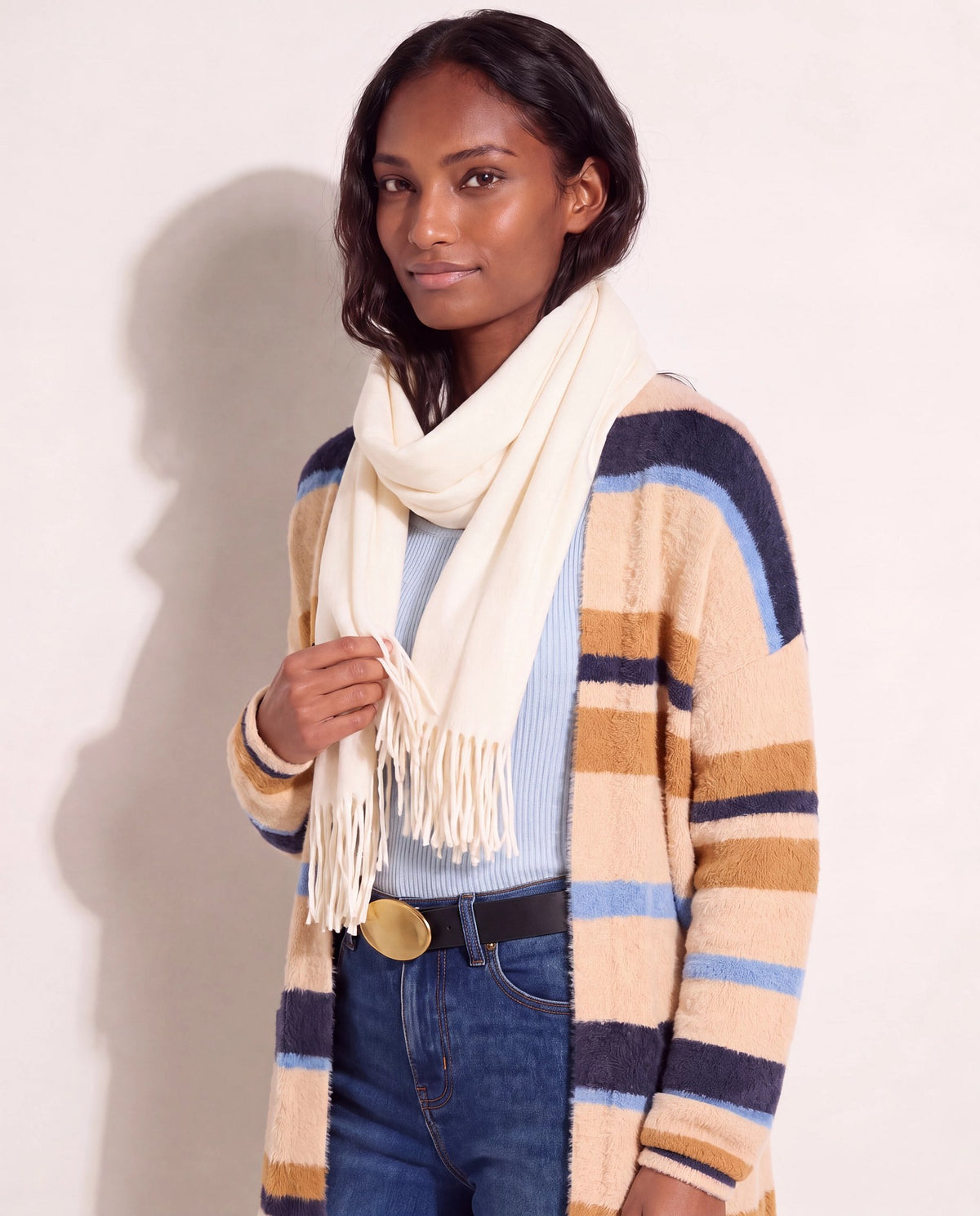 Ivory $|& Fame Accessories Solid Scarf - SOF Full Front