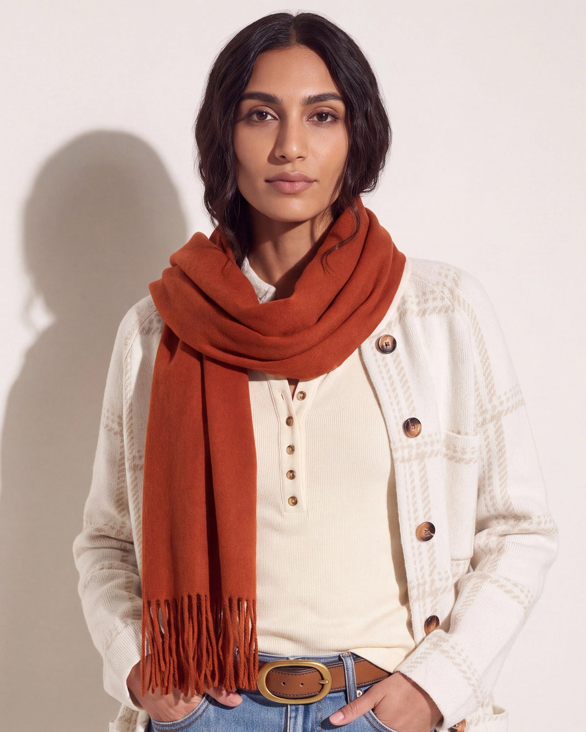 Rust $|& Fame Accessories Solid Scarf - SOF Front