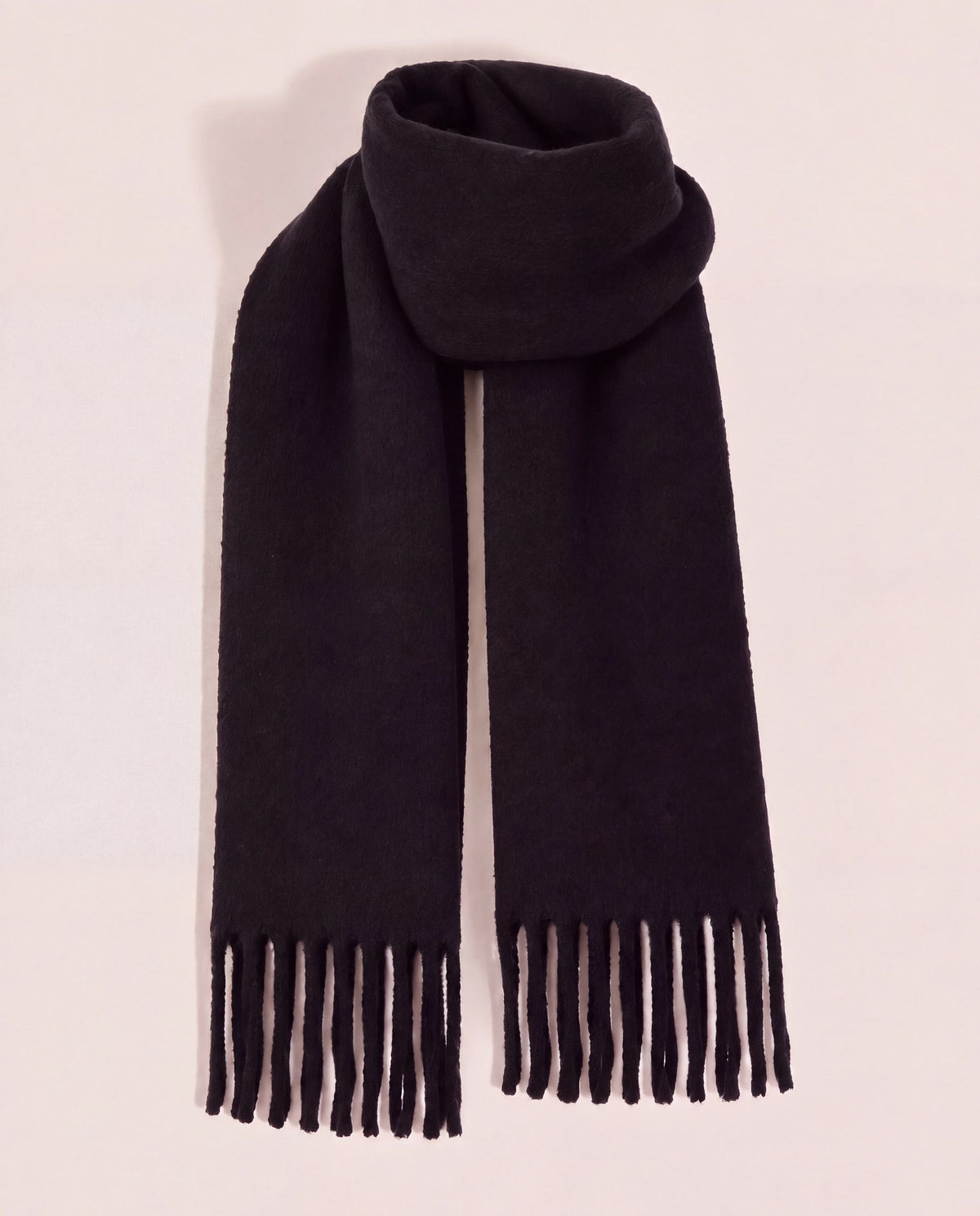 Black $|& Fame Accessories Solid Fringe Scarf - Hanger Detail