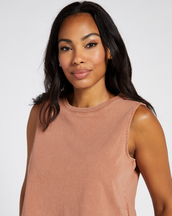 Vntg Brown $|& Z Supply Sloane Jersey Muscle Tank - SOF Detail